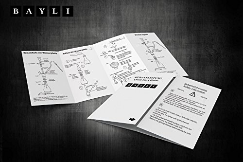 BAYLI – Shisha, Hookah, Orientalische Wasserpfeife mit 3 Schläuchen inklusive Zange, Tonkopf Shisha Höhe- ca. 49cm Nargile Hookah mit Tonkopf und Zange + Alufolie + 10 x Mundstück FN-1 - 7