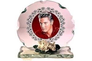 CELLINI Elvis Presley Red Photo Cut Glass Round Frame Plaque Special Occasion Limited Edition