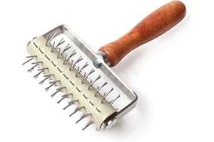 XIZHI Rodillo de acero inoxidable para masa de pizza, rodillo de aguja, perforador de pizza, pin de pan, rueda de pizza para pizza, galletas, pasteles, pan