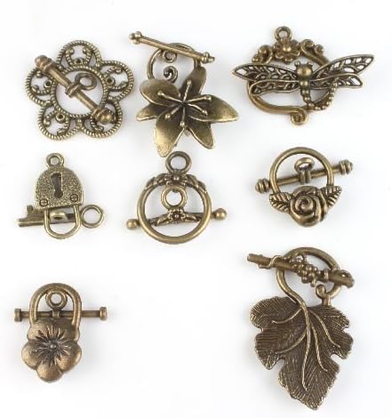 24Sets New Mixed Charms Vintage Bronze Alloy Toggle Clasp Jewelry Findings