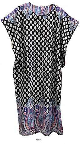 Ladies Cotton Leopard Print Long Kaftan. Adjust Satin Strap on Front. One Size Fit UK 10-24.