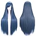 Rise World Wig 80cm Two Tone Long Straight Anime Cosplay Wigs Costume Party Hair Wig(Dark Blue)