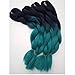 Instylehair Ombre Jumbo Synthetic Hair Extension 24" 1pcs lot Multi Color Straight Braiding Hair Pieces 100g (1b Green)