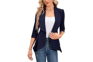 Clearlove Blazer Damen Elegant Business Blazer 3/4 Arm lang Slim Fit Frühling Jacke