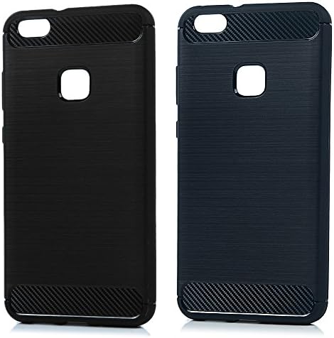 [2 PACKS] Huawei P10 Lite Phonecase, Huawei P10 Lite Shell Shockproof Silicone Light Brushed Grip Case Protective Case Cover for Huawei P10 Lite, BLack Dark Blue