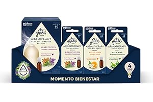 Glade Aromatherapy, Difusor de aceites esenciales, con USB y luz regulable. Pack Mixto, Difusor + 4 Recambios.