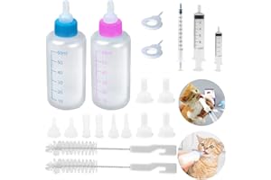 YONTREE 22 Pack Newborn Pet Feeder,Puppy,Cat,Kitten Feeding Bottle Kit with Syringe-s,Feeding Nursing Bottle Nipple for Small Mammals Neonates Week Old Newborn Animal