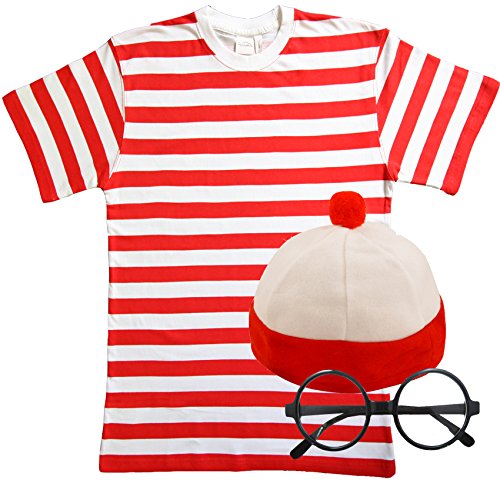 MENS LADIES RED & WHITE STRIPED Fancy Dress (Men: Medium) …
