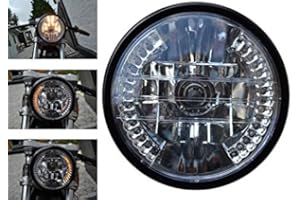 Alchemy Parts 7 inch 178mm Motorbike Headlight with Built-In LED Indicators Turn Signals 35W | Ideal for Cafe Racer Projects, Streetfighters and Street Motorbikes