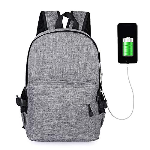 sacport @ Mochila de Ordenador portátil Bolso de la computadora Bolsa de Viaje Bolsas de la Escuela Mochilas para portatil Gran Capacidad con Puerto de Carga USB Mochila Viajes - Gris