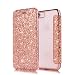 Produktbild iPhone 8 Plus Hülle Leder Tasche Glitzer Klapphülle Wallet Etui für Apple iPhone 7 Plus 5,5", Coollee Mädchen Flip Dünne Case Silikon Clear TPU Backcover 360 Grad Schutzhülle Kunstleder Stand Kartenfach Stoßfest Bumper, Roségold