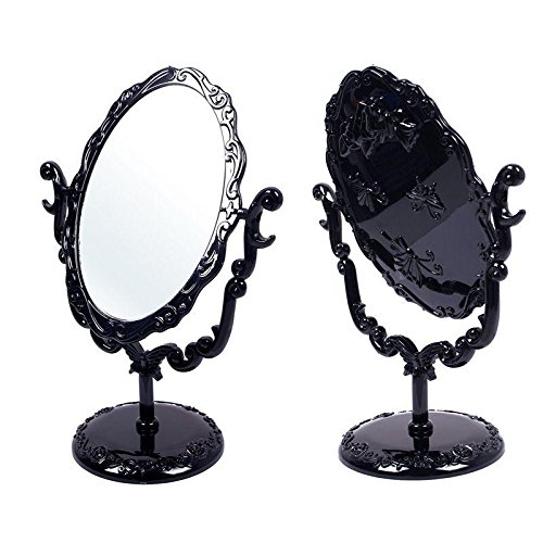 TR.OD Brand New Desktop Rotatable Gothic Small Size Rose Makeup Stand Mirror Black Butterfly