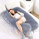 Oreiller de Corps Multiposition Coussin en Forme de U pour Femmes Enceintes dour Les Femmes Enceintes en Coton Taie D'oreiller en Forme Détachable Lavable 120x65cm