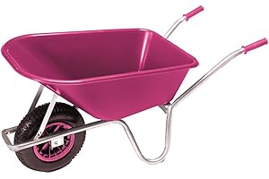 PRO-BAU-TEC Gartenschubkarre (Schiebkarre mit 100 Liter Kunststoffmulde, Schubkarre mit Luftrad, Gartenkarre mit Kunststofffelge) 10094 pink