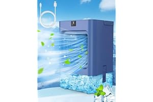 ÖRRNVTE Mobile Klimaanlage Klimagerät ohne Abluftschlauch mit 3 Geschwindigkeiten 7 Farben klimaanlage Mobil Desktop-Kühlung Luftkühler mit Großem Wassertank für Haus Zimmer Büro