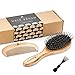 Bamboo Boar Bristle Hair Brush with Detangle Pins. Makes Hair Shiny and Silky. Comes With a Wooden Comb
