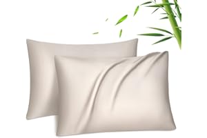 ‎FITTIA Fittia 2er-Set Lyocell Bambus Kissenbezug Bambusfaser Kopfkissenbezug Kissenhülle Seidig weichkühlend atmungsaktiv mit verdecktem Reißverschluss, Beige, 50x70cm