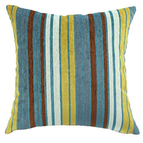 Nunubee Nordischen Stil Gestreifte Chenille Sofakissen Baumwolle Leinen Kissenbezüge Kissenhülle Dekokissen Kissenbezug, 50*50cm Modell 2