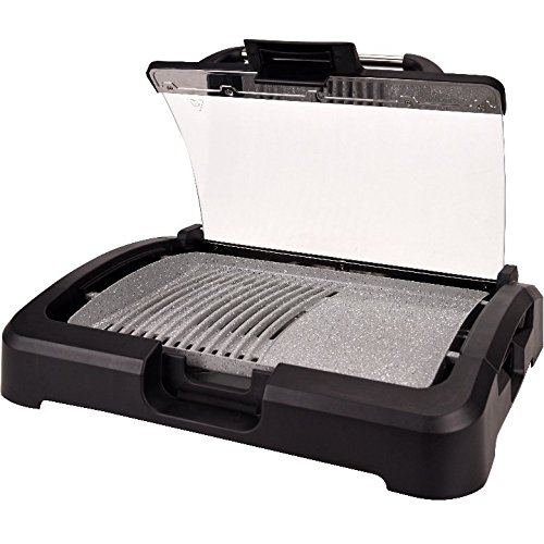 Syntrox Germany TG-2200W elektrischer Tischgrill mit Keramik Grillplatte Elektrogrill BBQ Grill Barbecue mit Glasdeckel - 3