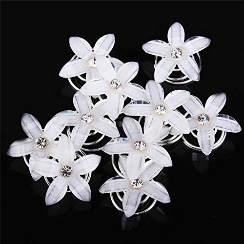 Très Chic Mailanda 10er Set Haarspiralen Curlies Haarschmuck Röschen mit Strass Hochzeit Brautschmuck