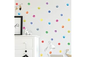 Wajade 60 PCS Colorful Dots Wall Stickers Round Circle Wall Decal Stickers for Baby Nursery Room