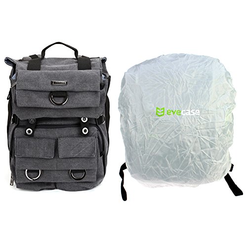 Evecase Grand Sac    Dos avec Housse de la Pluie pour Appareil Photo Cam  ra DSLR  Canon  Nikon etc  et Odinateur Portable Tablette jusqu      14 Pouces  Cloisons Amovibles  Pratique    Photographe-Gris
