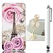 Produktbild Samsung Galaxy A5 2016 Hülle,Sunroyal Retro Elegant Rosa Blumen Eiffelturm Eiffel Tower Ultra Dünne Slim Hart PC Case Hülle Haut Zurück prägen Bunte Malerei Pattern Schutzhülle Cover Hart Rückseite Handytasche Hülle Schale Etui Tasche Case Cover Haut Schale für Samsung Galaxy A5 2016 + Glitzer Sparkle Crystal Anti-Staub Stecker und Stylus Touch Pen