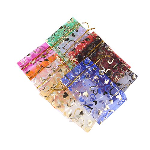 Eozy 100 Stück Bunt 10x15cm Säckchen mit golden Muster für Geschenck Schmuck Verpackung - 2