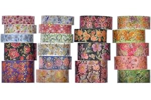 KAVI' S 20 Rouleaux Washi Tape Set fleur Ruban Adhésif Papier Décoratif Masking Tape Adhésif Ruban de Masquage en Papier Ruban pour la Décoration