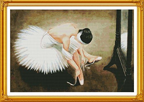 Chreey Elegant Ballet Girl Series - Ballerina Cross Stitch Fashion Crafts Home Art Decoration [62x44cm]