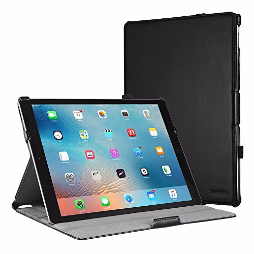 iPad Pro 12.9 Hülle, EasyAcc iPad Pro 12.9 2015 Hülle Schutzhülle Case Hochwertiges PU Leder Etui - mit Standfunktion und Automatischem Schlaf Funktion für iPad Pro 12.9 2015 (Modellnummer A1673 A1674 A1675) - Schwarz, Kunstleder