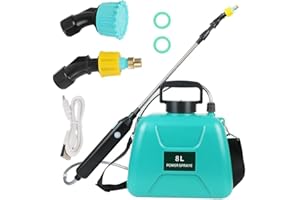 ODIKALA Pulvérisateur électrique, Pistolet pulvérisateur télescopique Rechargeable avec 2 Buses, Capuchon à Large Bouche, Batterie 2400 mAh pour Le Nettoyage par pulvérisation des Plantes de Jardin (8L)
