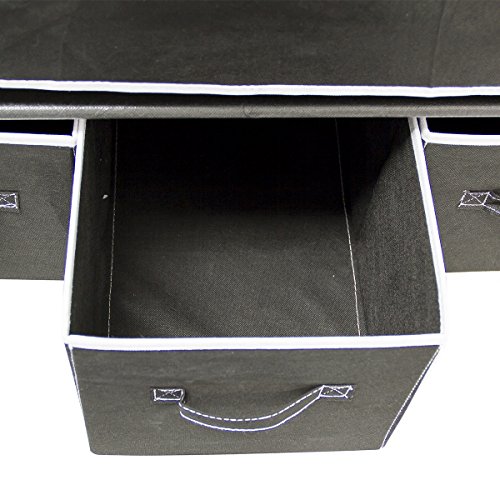 Relaxdays Faltschrank VALENTIN L HxBxT: 162 x 88 x 48 cm Stoffschrank mit 3 Schubladen und 2 Ablagen Textilschrank zum staubsicheren Aufbewahren Kleiderschrank aus Vlies-Gewebe zum Falten, anthrazit - 5