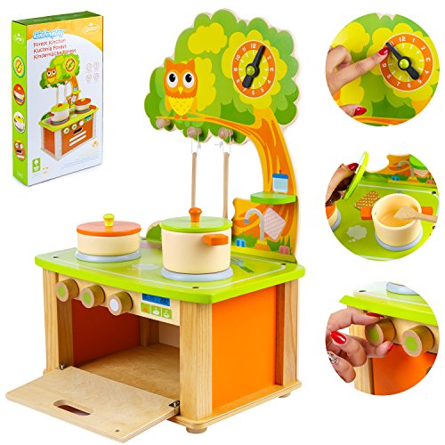 Preisvergleich Produktbild Kinderküche Holz Spielküche Kinderspielküche Spielzeugküche Holzküche Küche GS0050 Kinderküche aus Holz Kinderspielküche Spielküche Holzspielküche Spielküche GS0050 Spielzeugküche Küche mit Zubehör Super Qualität