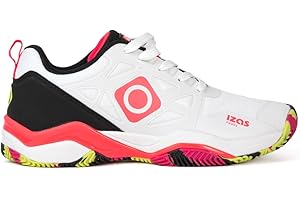 Izas Ibort Zapatillas de Padel para Hombre y Mujer con Cordones y Suela Antideslizante. Deportivas Ligeras y Transpirables de Alto Rendimiento. Zapatos Unisex para Pádel Color Blanco, Negro y Rosa