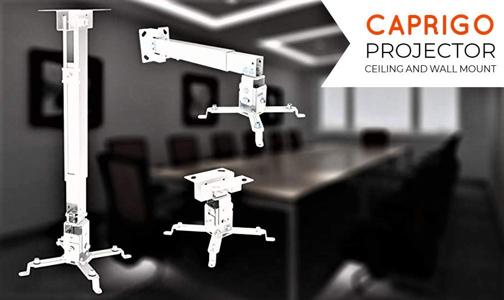 CAPRIGO Heavy Duty 1 Feet to 2 Feet (12 Inch to 24 Inch) Adjustable Projector Ceiling Mount Stand, Universal Projector Wall Mounting Bracket Kit with Swivel, Tilt & Height Adjustments (White-M447) - Image 11