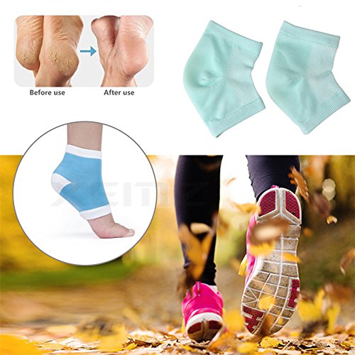 Preisvergleich Produktbild Feuchtigkeitsspendende Gel-Socken, Vented Spa Pads Ventilate Fuß mit Ärmeln, hart, Schmerzlinderung, atmungsaktiv, und die Fersen, Polster für die Cracked Strümpfe Socken Open Toe Dry für Füße, Plantarfasziitis, Nachtsicht