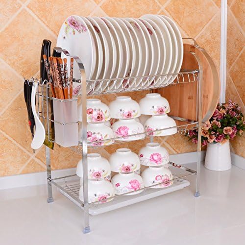 Three Layers Dishes Drain Rack Kitchen Supplies Storage Tableware Shelves