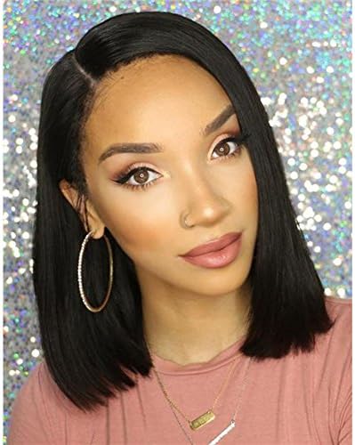 LOAVER Short Hair Bob Wigs Heat Resistant Synthetic Wigs with Free Wig Comb and Cap for Women (Black)