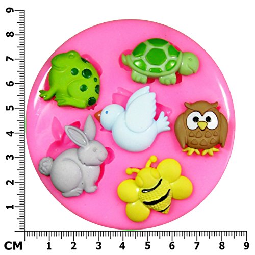 Garden Animals Frog Turtle Rabbit Owl Bee Silicone Mould Mold for Cake Decorating Cake Cupcake Toppers Icing Sugarcraft Tool by Fairie Blessings