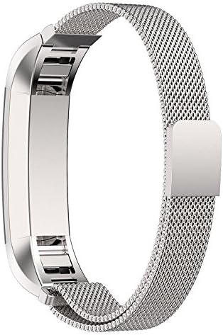 Fitbit Alta Band Replacement, Taotree Fully Magnetic Closure Clasp Mesh Loop Milanese Stainless Steel Replacement Accessory Bracelet Strap for Fitbit Alta Fitness Tracker (Silver)