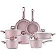 Karaca Bio Granite Induction Cookware Set with Lids - Non Stick Pots and Pans Sets - Durable Fireproof Kitchen Set for Enhanced Cooking Experience - PFOA Free (12 Piece, Rosegold)