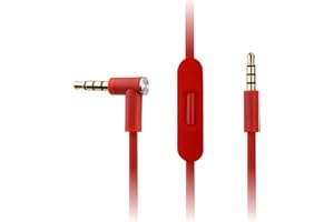REYTID Audio Cable Compatible with Beats by Dr Dre Solo2 / Solo3 / Studio 2 & 3 Headphones w/Inline Remote, Volume Control and Microphone - Replacement Lead - Red