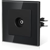 BSEED TV Plug with Glass, Wall Plug with Hook,E-Series,TV Socket,86 mm Black