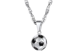 PROSTEEL Colgantes Balón Fútbol Balompié Acero Inoxidable con Cadenas Ajustables, Regalo Original para Fanáticos de Deportista Fútbol