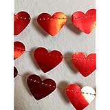 Girlande aus metallic roten Herzen, 3 Meter