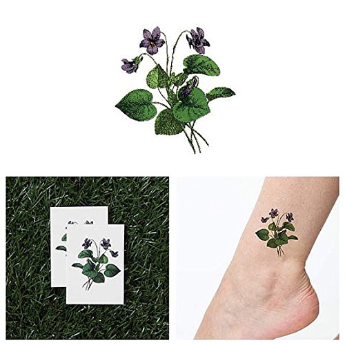 Tattify Flower Temporary Tattoo - You're Turning Violet, Violet! (Set of 2)