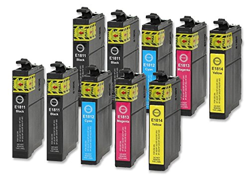 10 Druckerpatronen kompatibel zu Epson 18-XL / T1806 / T1816 (4x Schwarz, 2x Cyan, 2x Magenta, 2x Gelb) passend für Epson Expression Home XP-100 XP-102 XP-200 XP-202 XP-205 XP-210 XP-212 XP-215 XP-225 XP-30 XP-300 XP-302 XP-305 XP-310 XP-312 XP-313 XP-315 XP-320 XP-322 XP-325 XP-33 XP-400 XP-402 XP-405 XP-405-WH XP-410 XP-412 XP-413 XP-415 XP-420 XP-420 XP-422 XP-425