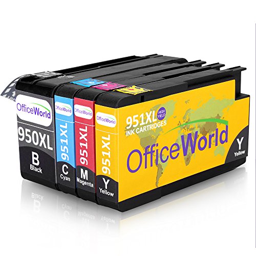 OfficeWorld Kompatible Patronen Ersatz für HP 950XL 951XL Druckerpatronen Hohe Kapazität mit Neuer Chips Kompatibel für HP Officejet Pro 8600 8610 8620 8630 8640 8100 8660 8625 8615 251dw 276dw (1 Schwarz, 1 Cyan, 1 Magenta, 1 Gelb)