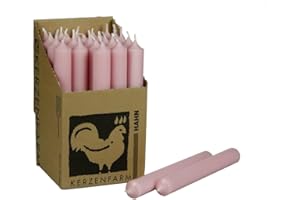 MISS LOVELY Stabkerzen 10 Stück Tafelkerzen durchgehend gefärbt Spitzkerzen für die Tisch-Deko zur Hochzeit Weihnachten & Party Farbe: Rosa/Rosé Blush Höhe:18cm